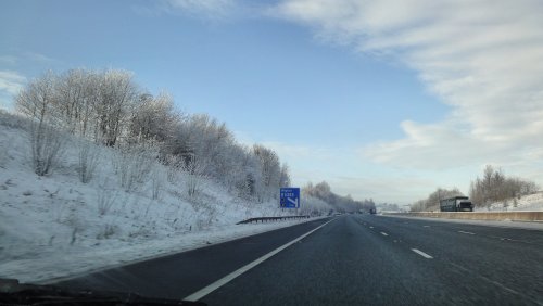 Steeds meer sneeuw toen we richting Schotland reden